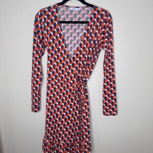 NWOT Vibrant Wrap Dress with Geometric Pattern